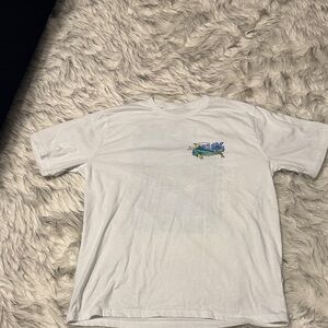 Huk White Tee with Blue and Green Graphic